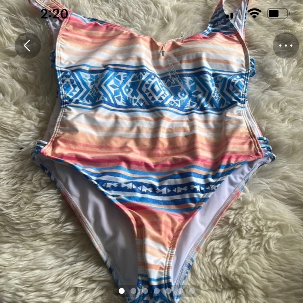 Watercolors by Kenny flowers swim suit size M aztec nwt